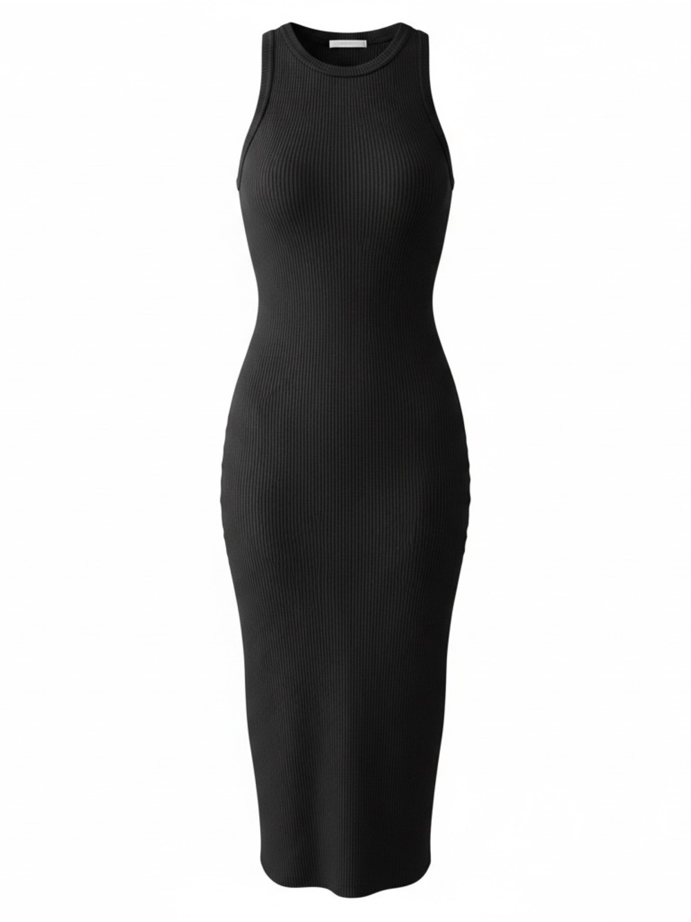 Banana Republic Black Sleeveless Ribbed Midi Dress
